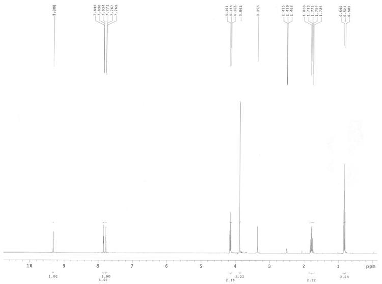 1-丙基-3-甲基咪唑溴盐,PMImBr,85100-76-1,1-propyl-3-methylimidazolium bromide,核磁 NMR, H谱, 氘代DMSO