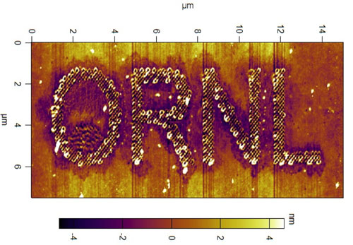 researchers used atomic force microscopy to draw nanoscale patterns in a polymerized ionic liquid